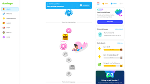 Die Kurse von Duolingo sind linear. Inhaltlich bauen sie allerdings nicht aufeinander auf.