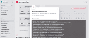 Antragsformular für eine Abwesenheit
