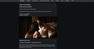 Direkt nach dem Einloggen erscheint dein personalisierter Feed. eine Mischung aus Status-Updates von befreundeten Mitgliedern, neuen Artikeln aus dem JOYmag, beliebten Fotos und Diskussionen aus Gruppen.