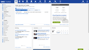 Der GMX-Posteingang in der FreeMail-Version