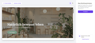 Hostinger erstellt dir mittels KI innerhalb kürzester Zeit eine ansprechende Page für deinen Shop; hier z.B. das Ergebnis der Beschreibung eines Shops für fair produzierte Kleidung und Accessoires.