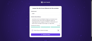 Der Homepage-Baukasten von Hostinger setzt für deine Website voll auf modernste KI. Beschreibe einfach die Seite, die du dir vorstellst und die KI erledigt den Rest.