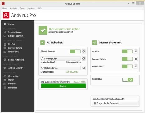 Übersichtliches Hauptmenü