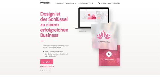 Die Website von 99designs punktet durch Übersichtlichkeit und eine gute Nutzerführung