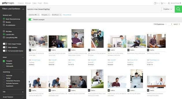 Filter helfen bei der Bildrecherche
