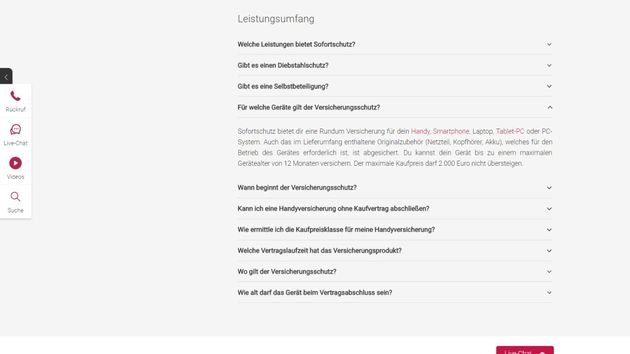 Zusätzlich zum guten Support liefert Sofortschutz auch übersichtliche FAQ mit den wichtigsten Infos