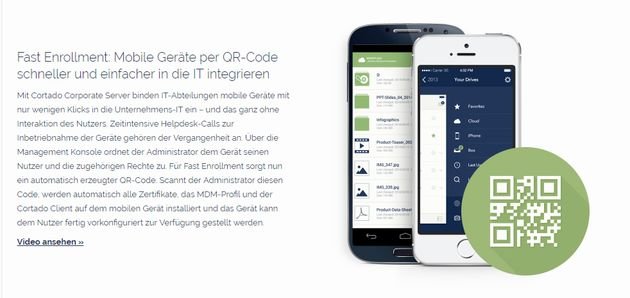 Clever umgesetzt: Bei Cortado werden die Endgeräte durch simples Scannen eines individuellen QR-Codes eingerichtet.