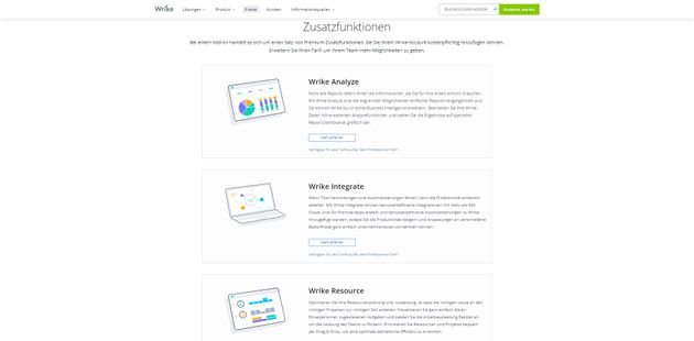 Passen Sie den Standard-Funktionsumfang von Wrike mit optionalen Add-Ons und Zusatzfunktionen an