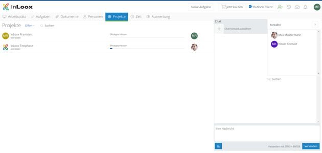 Der InLoox now! Chat verbindet Sie mit Ihren Teammitgliedern
