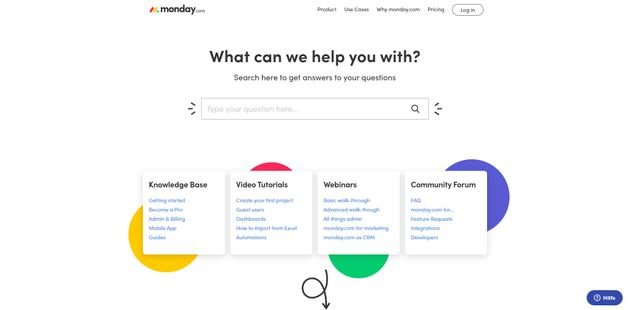 Im Online-Hilfecenter finden Sie Webinare, FAQs, Dokumentationen und Video-Tutorials für den Einstieg in monday
