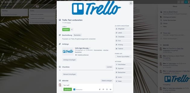 Auf Ihren Karten lagern die wichtigsten Informationen wie Checklisten, Notizen, Kommenare oder Anhänge