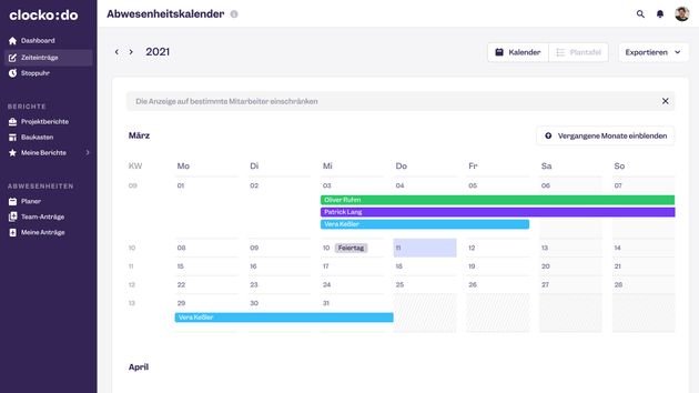 Im farblich sortierten und schön gestalteten Kalender behalten Sie immer den Überblick