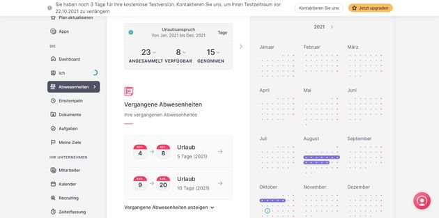 Alle Abwesenheiten landen im übersichtlichen Abwesenheits- und Urlaubskalender