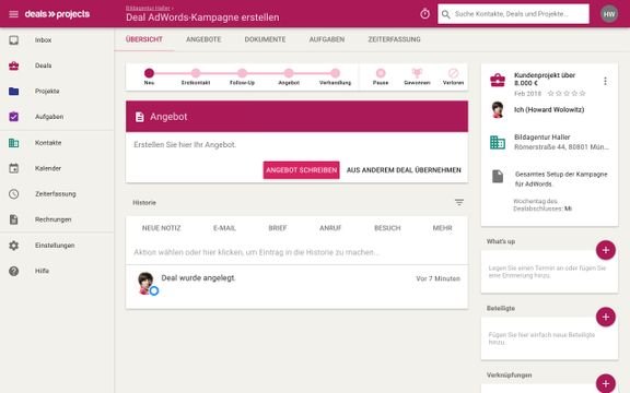 Mit Deals & Projects erstellen Sie einfach Angebote oder Rechnungen