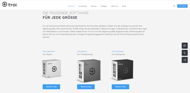 Die drei Troi-Modulpakete Creation, Ability und Relation