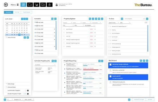 Auf Ihrem persönlichen Schreibtisch haben Sie alle wichtigen Infos, Projekte und Termine im Überblick