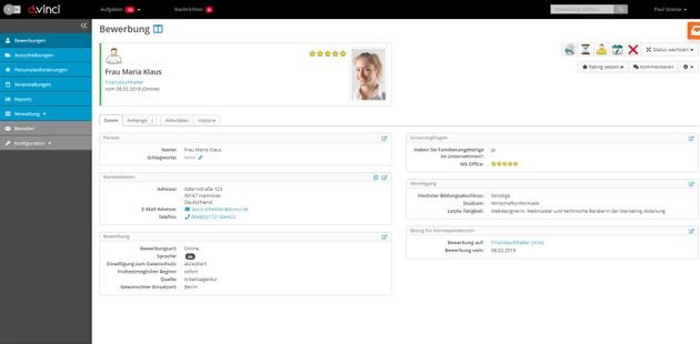 Von der digitalen Bewerbungsakte aus treffen Sie alle wichtigen Entscheidungen und kommunizieren mit Verantwortlichen und Ihrem Team