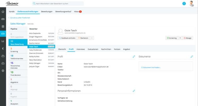 Speichern Sie alle wichtigen Bewerberdaten und Dokumente im zentralen Bewerberpool