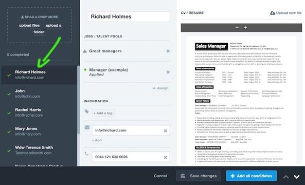 Der integrierte CV-Parser liest zuverlässig alle wichtigen Daten aus den Bewerbungsdokumenten aus