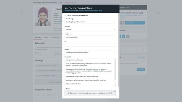 Vorgefertigte E-Mail-Vorlagen helfen Ihnen dabei, schnell einen Interviewtermin festzusetzen