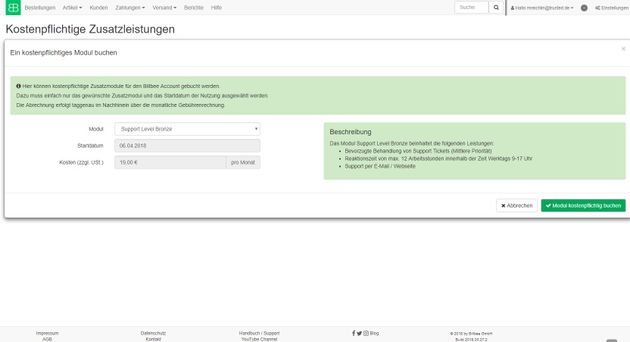 In Ihren Kontoeinstellungen können Sie jederzeit Ihr Service-Level upgraden - das kostet entsprechend
