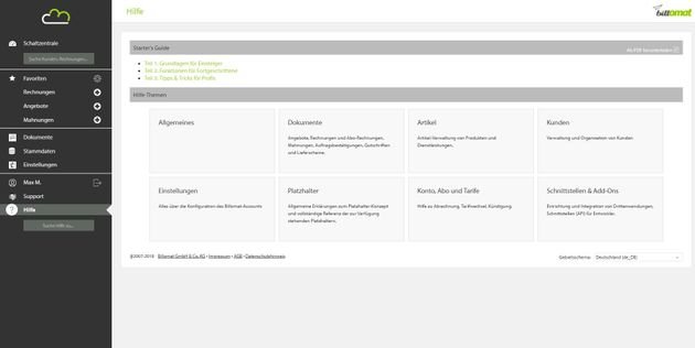 Die Hilfe-Seite hat Dokumentationen, Tutorials und FAQ parat, die Ihnen vielen Situationen helfen