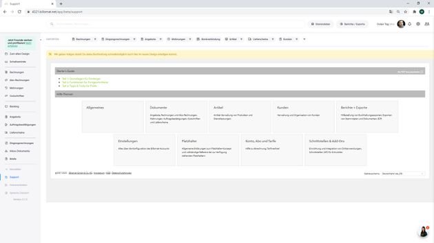 Die Hilfe-Seite hat Dokumentationen, Tutorials und FAQ parat, die Ihnen vielen Situationen helfen