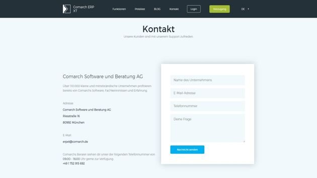 Die Berater von Comarch erreichen Sie per Mail, Telefon oder Kontakformular auf der Website