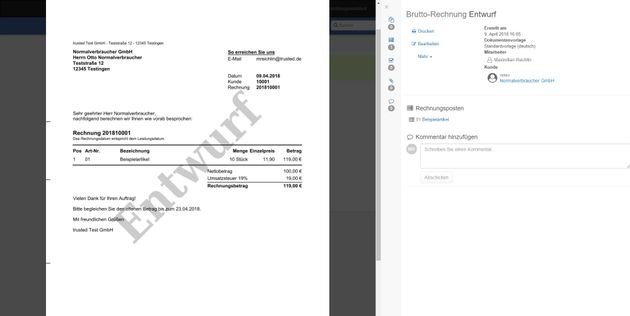 Speichern Sie Ihre Rechnungen als PDF oder verschicken Sie sie per Mail