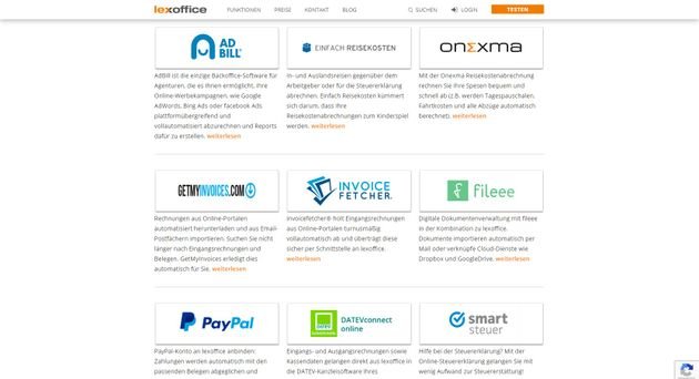 lexoffice bringt ein paar nützliche Integrationen und Schnittstellen mit