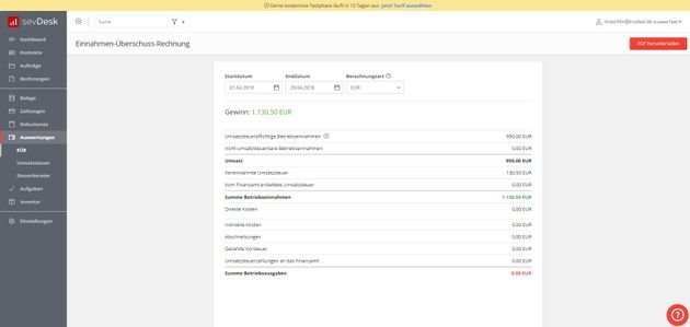 Die EÜR ist nur eine Art der buchhalterischen Auswertung, die sevDesk im Gepäck hat