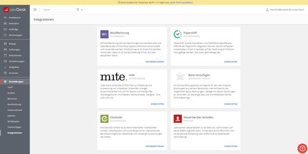 Diese und noch einige mehr Schnittstellen bringt sevDesk mit