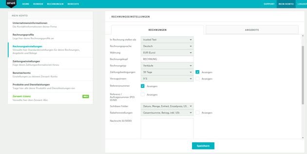 In Ihren Kontoeinstellungen legen Sie die gewünschten Rechnungsprofile fest