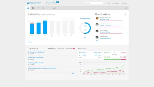 Nicht nur das übersichtliche Dashboard ist sehr ansprechend gestaltet - auch der Rest der Software punktet mit Übersichtlichkeit