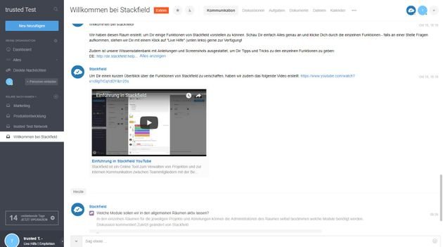 Das Kommunikations-Tool von Stackfield ist der eigentlich Business Chat