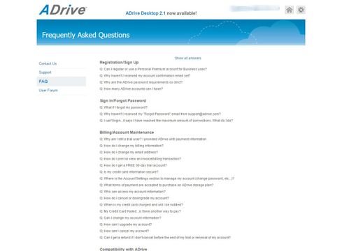 ADrive FAQs