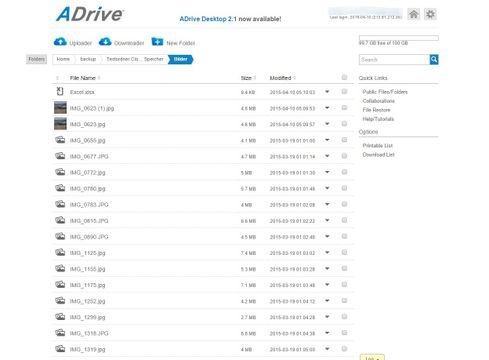 Upload bei ADrive