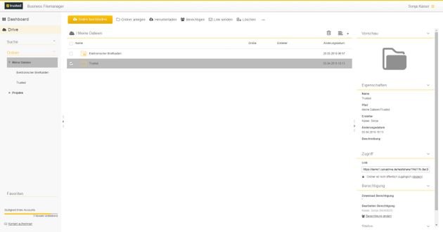 Die Web-Oberfläche des Business Filemanagers im Überblick