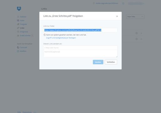 Freigeben bei dropbox