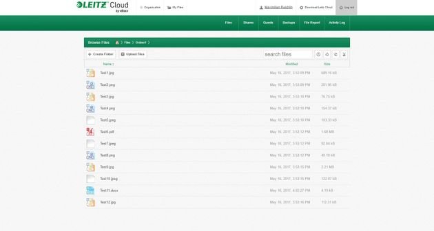 Dateien sind in der Leitz Cloud in übersichtlichen Listen strukturiert