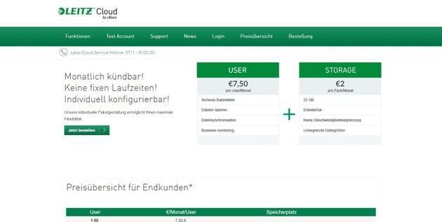 Das Preissystem der Leitz Cloud setzt sich aus Nutzern und Speicherplatz zusammen