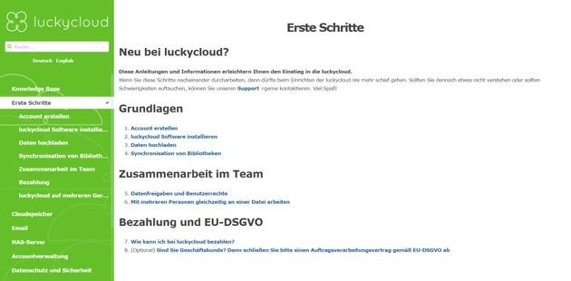 Bei luckycloud werden Ihnen die ersten Schritte leicht gemacht - im Online-Hilfecenter finden Sie Tutorials und nützliche Videos