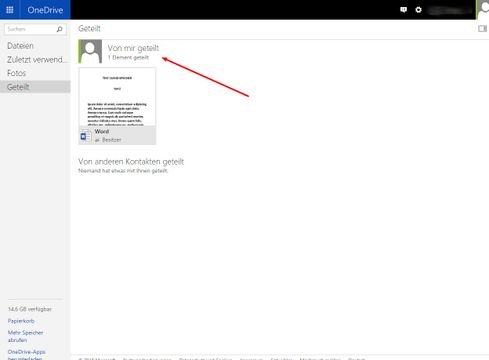 Teilen bei Microsoft OneDrive
