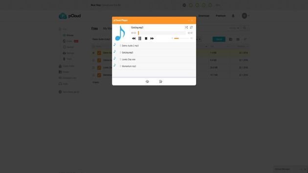 pCloud bringt einen eigenen Mediaplayer für Musik und Soundfiles mit