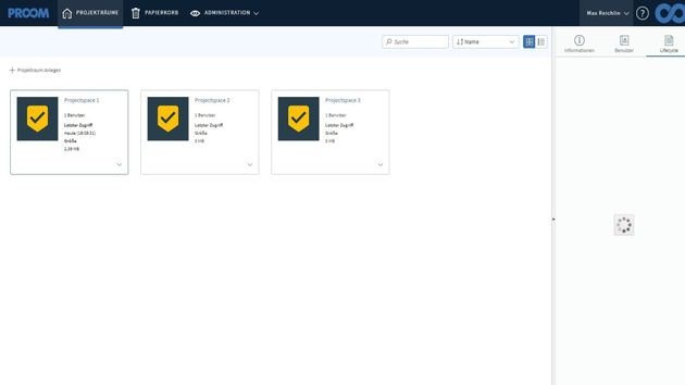 Bei PROOM sind Ihre Dateien in abgetrennten Projekträumen untergebracht