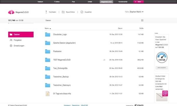 Design der MagentaCLOUD