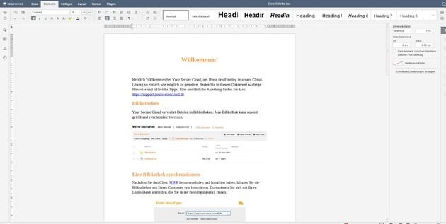 Mit dem integrierten Web-Office bearbeiten Sie Dokumente direkt im Cloud-Speicher
