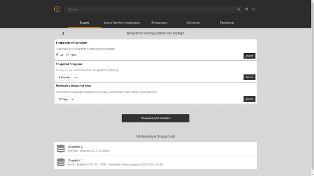 Lege Snapshots an, um Datenverlusten vorzubeugen
