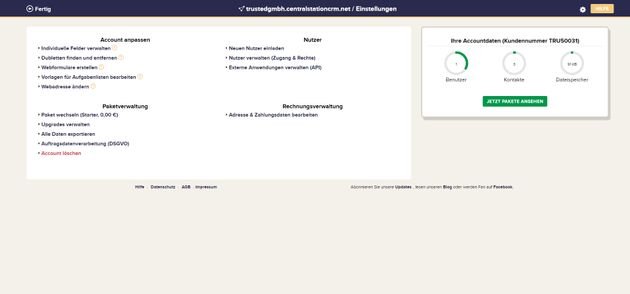 Im Admin-Bereich nehmen Sie allgemeine Einstellungen vor oder laden neue Nutzer ein