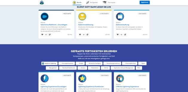 In Salesforces eigener Lernplattform Trailhead lernen Sie spielerisch, mit dem System umzugehen und erlangen neue Skills